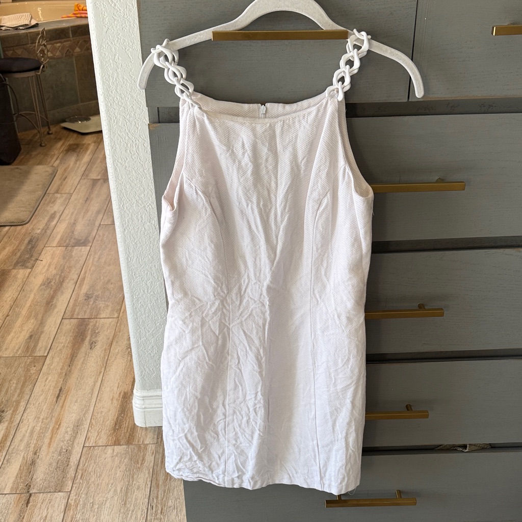 Chic White Chain Strap Mini Dress